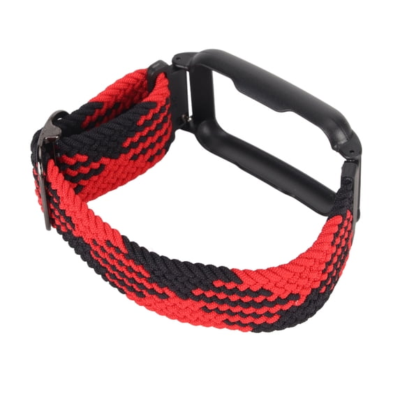 BIMZUC Watch Band Strap with Case Elastic Weaving Adjustable Replacement Wristbands for Oppo Free (10 inches / 25.4 cm), Red / Black