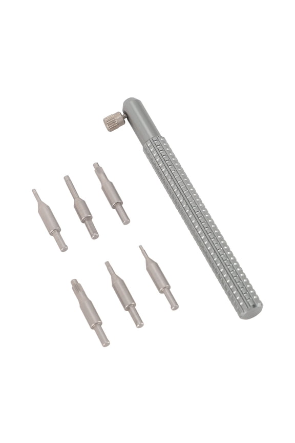 Watch Crown Remover with 6 Replacement Heads, Wristwatch Crown Tube Repair Tool Kit for Watchmakers and Professionals, Mechanical Watch Winding Alloy Steel Replacement Accessories