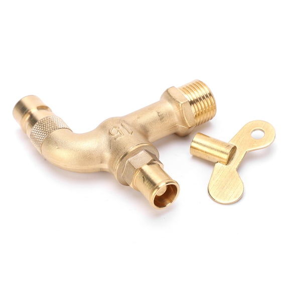 BIMZUC Water Faucet Forged Brass Single Handle In-Wall Washing Machine Water-Tap with Lock Key and G1/2in Thread for Laundry Mop Pool Outdoor Utility (0.6 inches / 15 mm)