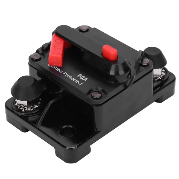 BIMZUC Waterproof Circuit Breaker 60A Auto Reset Fuse Holder Premium Copper In-Line Fuse Block Audio Overload Protection for Boat Marine RV Car Truck Audio Amp Trolling Motor DC 12V-42V, 60 Amps