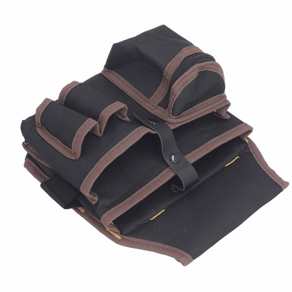 BIMZUC Waterproof Oxford Cloth Waist Tool Bag, Multi-Functional Belt Pocket Pouch for Electrician, Wear-Resistant Heavy-Duty Storage Organizer for Hardware Tools (11.81 inches / 30 cm, Brown)