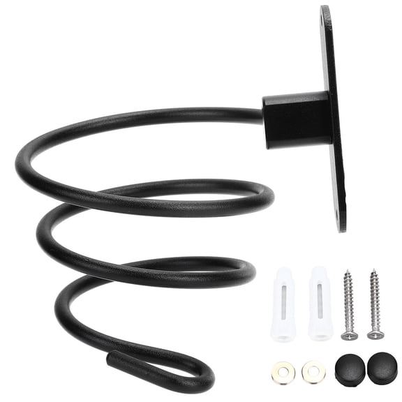 BIMZUC Waterproof WallMounted Hair Dryer Holder RustProof, NoDrill Black Rack for Bathroom & Salon, 5.125.124.33