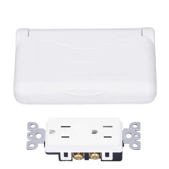BIMZUC Weatherproof Outlet Box with Cover, US Standard Power Socket for Outdoor RV Electrical Receptacle, PC Flame Retardant, 15A 125VAC (4.75 x 3 inches / 12.1 x 7.6 cm)