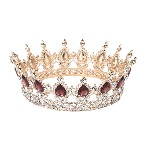 BIMZUC Wedding Hair Accessory Rhinestones Tiara Round Crown Handmade Bridal Prom Jewelry, 1.97 inches / 5 cm Height