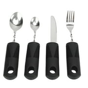 BIMZUC Weighted Silverware for Parkinsons Patients, Arthritic Aid Hand Tremor Adaptive Utensil Set, Heavy Stainless Steel Spoon Fork Knife, 4-Piece Dining Tools 8.66 inches / 22.0 cm