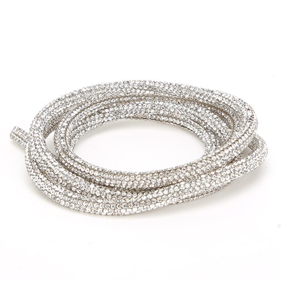 BIMZUC White Rhinestone Tube Rope Ribbon for DIY Sewing Wedding Dress Costume Decoration Accessories 0.24 inches / 6mm