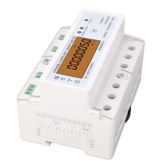 BIMZUC WiFi Smart Energy Meter 3 Phase 4 Wire APP Remote Monitoring DIN Rail Smart Power Meter with Switch On Off, 85-300V 80A 2.4GHz KWh Measure LCD Display Standard 35mm Guide Rail Install