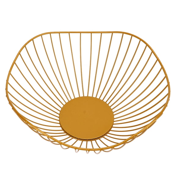 BIMZUC Wire Fruit Bowl Breathable Hollow Anti Overturn Thickened Durable Metal Fruit Basket for Fruits Vegetable Bread, Gold (10.63 inches / 27 cm)