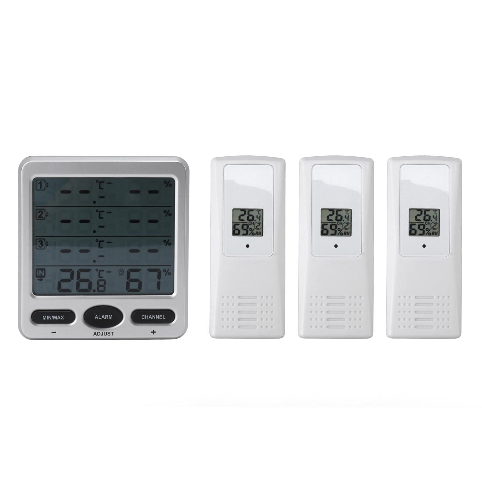 BIMZUC Wireless Thermohygrometer – 3‑Remote Sensors, High‑Precision Indoor/Outdoor Temp & Humidity Monitor, Smart Record, Portable