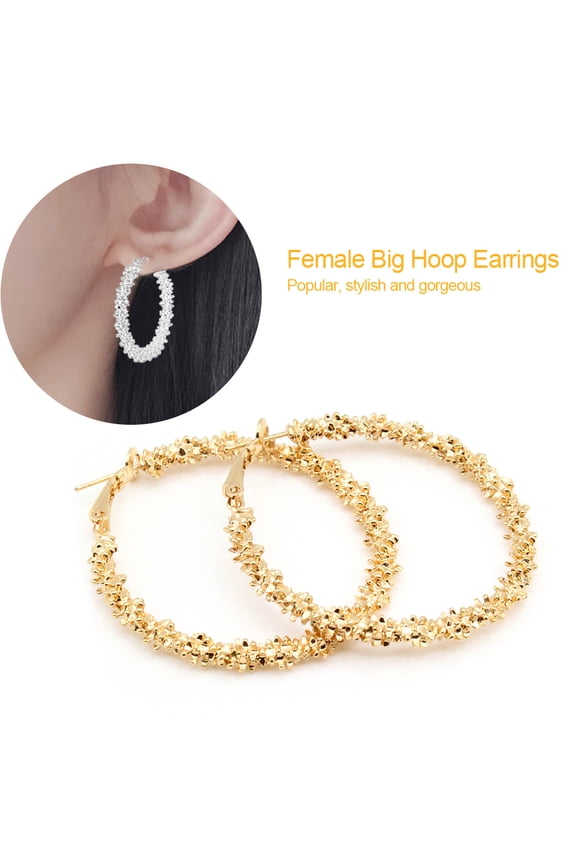 Women Big Hoop Earrings Large Loop Circle Alloy Jewelry Ear Rings (Gold) 2.0 inches / 5.0 cm