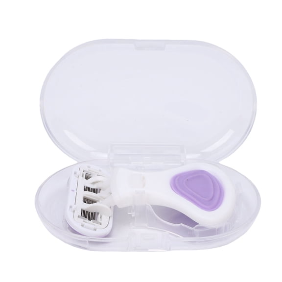 BIMZUC Women Travel Mini Shaving Kit 6 Layer Manual Razor Portable Non Slip Foldable Handle Purple 3 Refills Storage Box Compact Shaver For Sensitive Skin 12.6 Inches / 32 CM