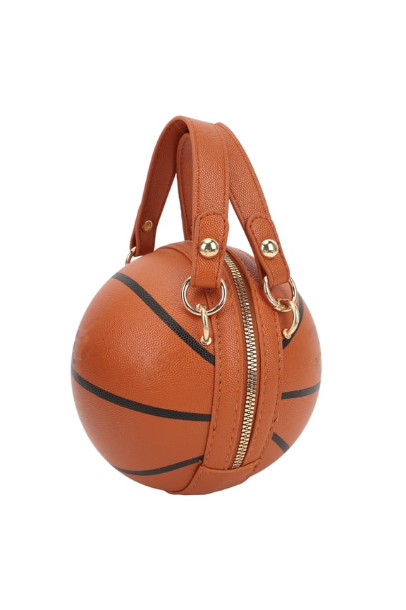 Women's Basketball Shaped Handbag Round Messenger Shoulder Bag Crossbody Novelty Purse for School Shopping Travel Casual Everyday Use, Brown (7.09 x 7.09 x 6.30 inches / 18x18x16 cm)