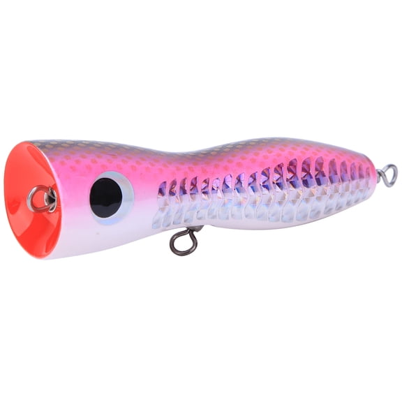 BIMZUC Wooden Large Artificial Popper Fish Lure Topwater Simulation Bait Sea Fishing Tackle (6.69 inches / 17 cm, 2.53 oz / 71.8 g) - Vibrant Pink
