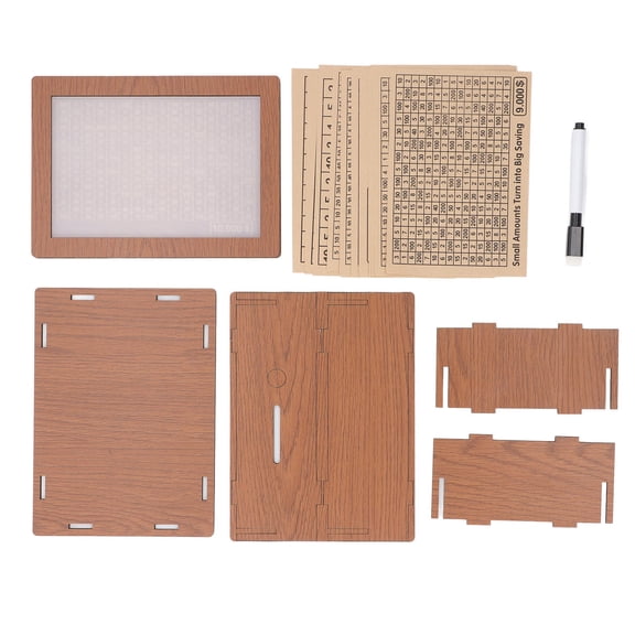 BIMZUC Wooden Money Bank with Counter – Cute Countdown Savings Box, Light Brown, 13 Stickers