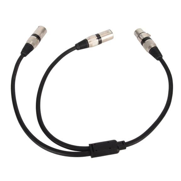 BIMZUC XLR Splitter Cable 3-Pin Female to Dual Male Y Splitter Microphone Cord, Noiseless Low Loss Audio Cable for Amplifier Mixing Console Speaker Systems, Black, 1.6 ft / 50 cm