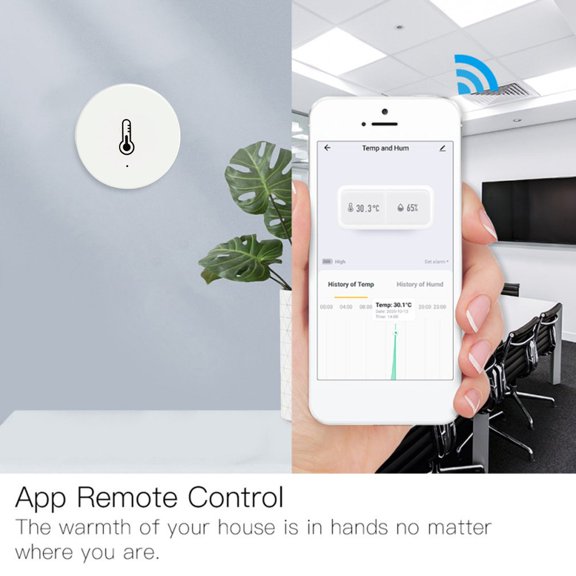 BIMZUC ZigBee Smart Indoor Temperature and Humidity Sensor Mini Hygrometer with App Control Alarm Function Digital Thermometer for Home Office Baby Room White (Gateway Required)