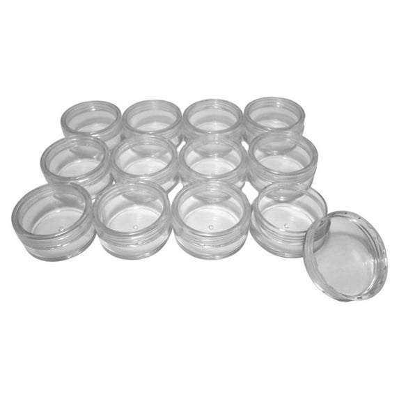 BIN BUDDY 12 Pc Mini Jars with Secure Screw-On Lids | 10 ml (0.34 fl. oz.) Capacity | Transparent Polystyrene