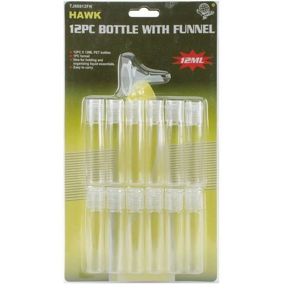 BIN BUDDY 12 Piece Tube Containers w/ Funnel | 12ml Capacity | Clear Plastic | Multi-purpose Storage | Spill-Free Filling | Ideal for Lab & Artwork