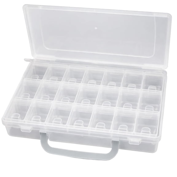 HAWK 8.75" X 5" X 2" CLEAR PLASTIC CRAFT BOX WITH 22 STORAGE SECTIONS - TJ8798-CLEAR
