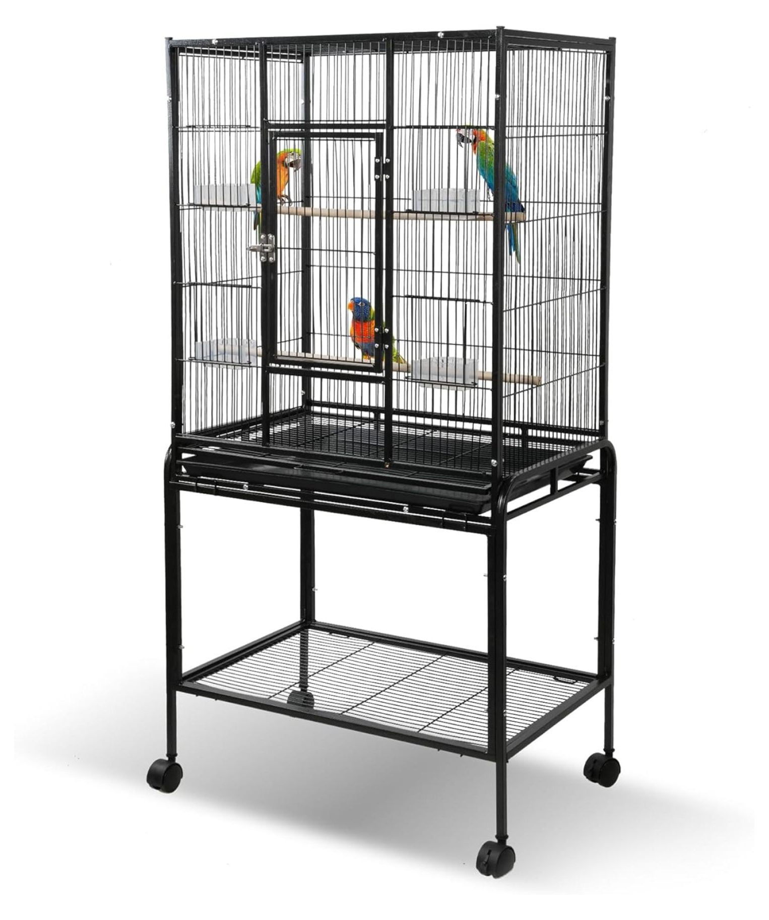 BIN24 53 inch Black Stackable Big Cage for Parakeet with Storage Shelf ...