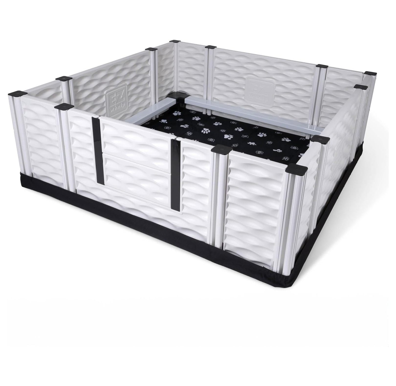BIN24 EZclassic Large Padded Dog Whelping Box with Rails, Puppy Whelping Supplies, " x ", Black