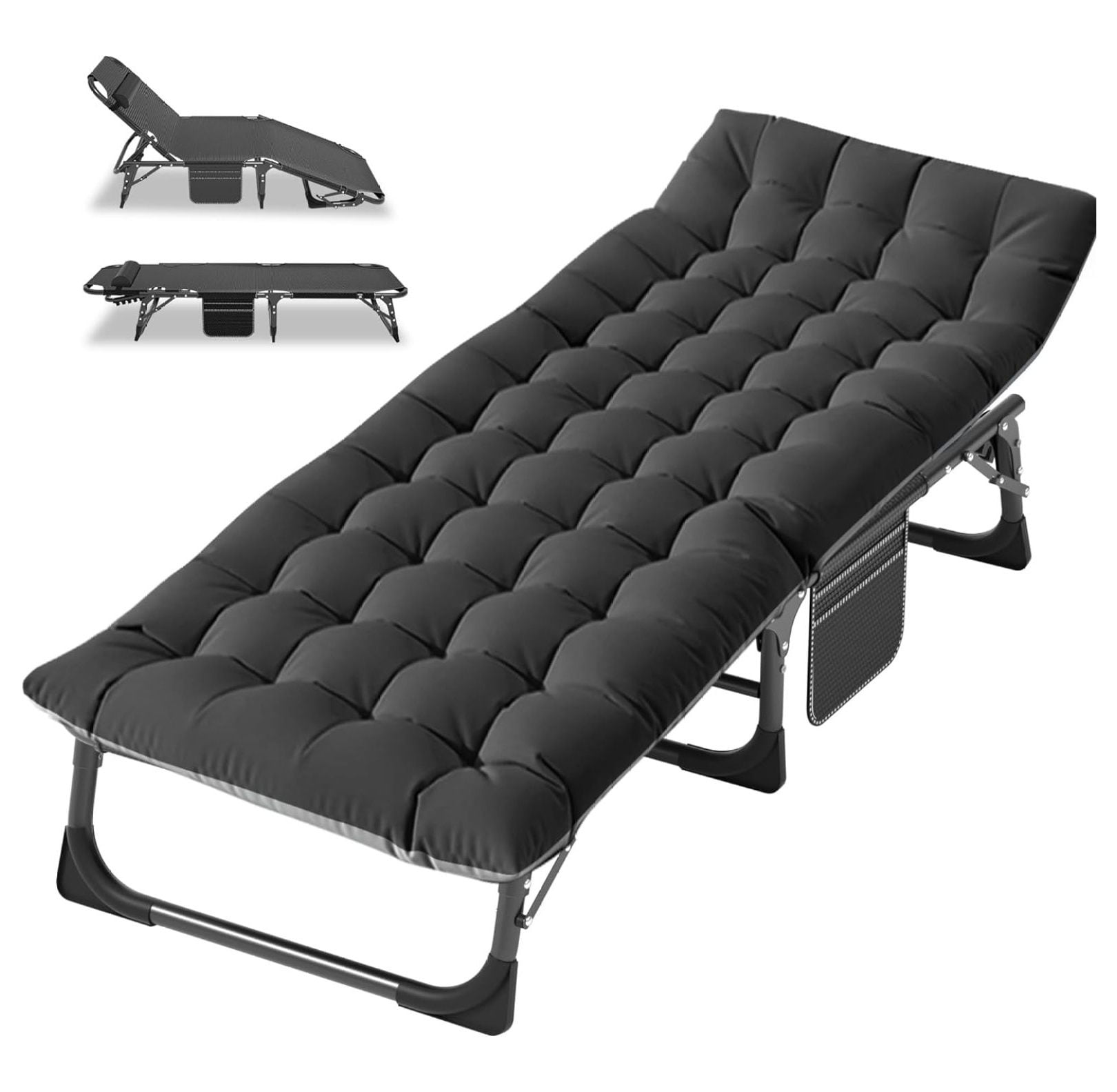 BIN24 Folding Camping Cot, Heavy Duty Sleeping Cots with Carry Bag, Double Layer Portable Travel