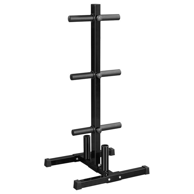BIN24 Tree Olympic Plate Rack Weight Bumper Plate Holder with 2 Bar
