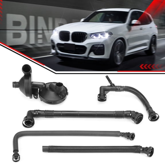 BINB ROAD 5Pcs Crankcase Vent Valve & Breather Hose Kit 11617504536 + 11611432559 + 11157532649 + 11617504535 + 11617501566 Compatible with BMW 325i 328i 525i 528i X3 X5