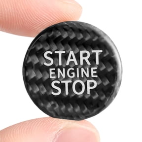 BINB ROAD Car Ignition Button Cover Carbon Fiber Black Compatible with Audi - Engine Start Stop Button Cover Trim for A4 A5 A6 A7 Q3 Q5 Q7,Black