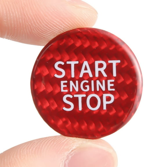 BINB ROAD Car Ignition Button Cover Carbon Fiber Black Compatible with Audi - Engine Start Stop Button Cover Trim for A4 A5 A6 A7 Q3 Q5 Q7,Red