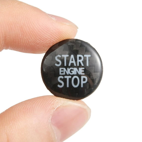 BINB ROAD Engine Start Stop Push Button Cover Trim Carbon Fiber Compatible with BMW MINI R55 R56 R57 R58 R59 R60 R61 2007-2016,Black