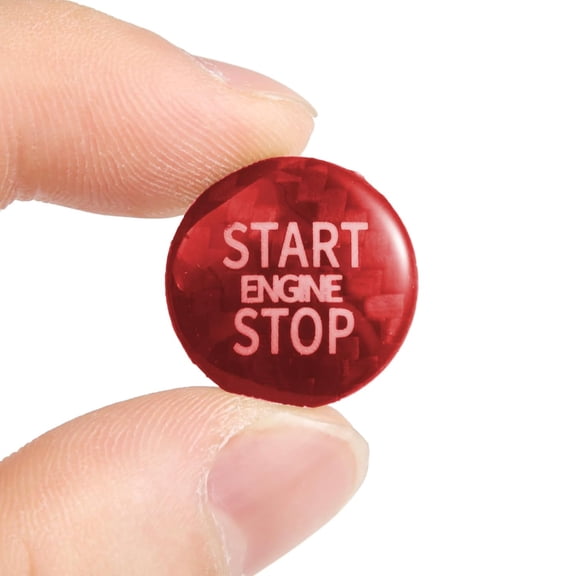 BINB ROAD Engine Start Stop Push Button Cover Trim Carbon Fiber Compatible with BMW MINI R55 R56 R57 R58 R59 R60 R61 2007-2016,Red