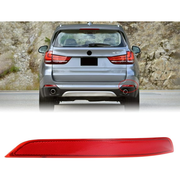 BINB ROAD Left Rear Bumper Reflector Light LED Driver Side Red Trim 63147290091 Compatible with BMW F15 X5 2014-2017