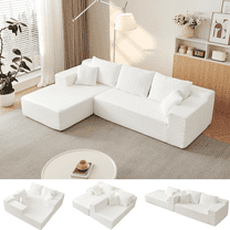 BINBANK 104" Modern Modular Cloud L-Shape Sectional Sofa,Chenille Chaise Compressed Boneless Couch for Living Room, Bedroom,White