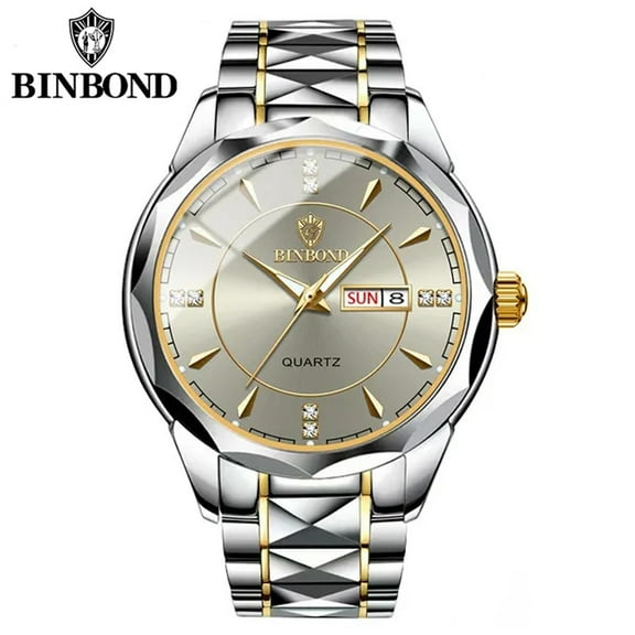 BINBOND Men's Business Diamond Quartz Watches Waterproof Luminous Wrist Watch