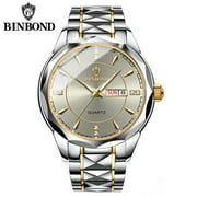 BINBOND Mens Business Diamond Quartz Watches Waterproof Luminous Wrist Watch