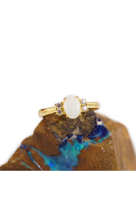BINDING LOVE 18KT GOLD PLATED AUSTRALIAN WHITE OPAL RING