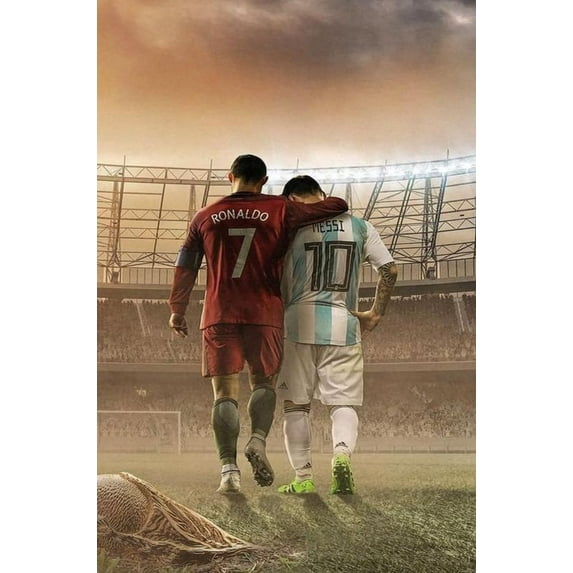 BINFA-Wall Art Football Stars Cristiano Ronaldo and Lionel Mesoster 12" x 18" Poster