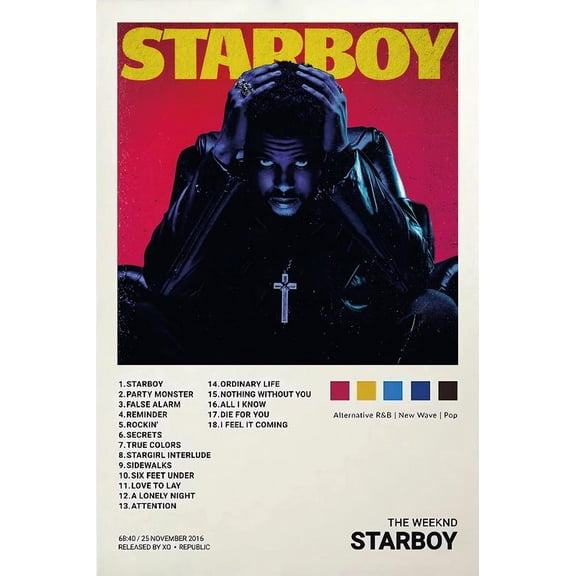 BINFA-Wall Art Weeknd & Starboy Music Album 16" x 24" Poster
