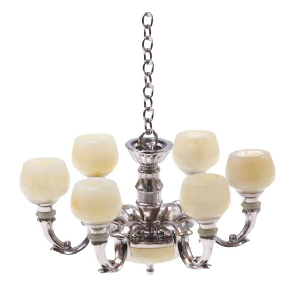 BINGLI 1/12 Miniature Dollhouse Chandelier Lighting - Hanging Ceiling Decor for Model House DIY Crafts, Detailed Victorian-Style Mini Chandeliers with Crystal Bead Decor