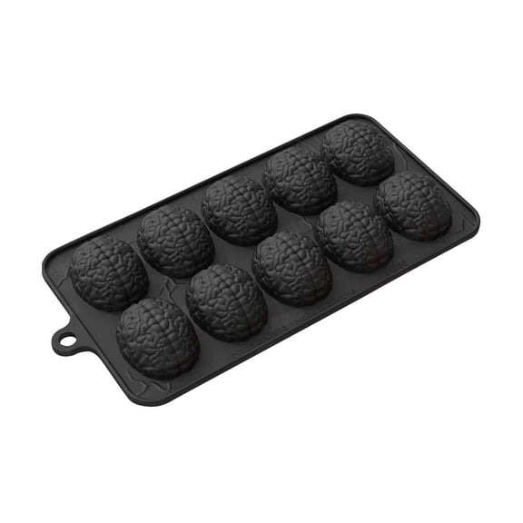 BINGLI 1/2/3 PACK Halloween Brain Chocolate Candy Silicone Mold, Black Brain Chocolate Molds, Halloween Silicone Brain Cake Candy Cupcake Mold
