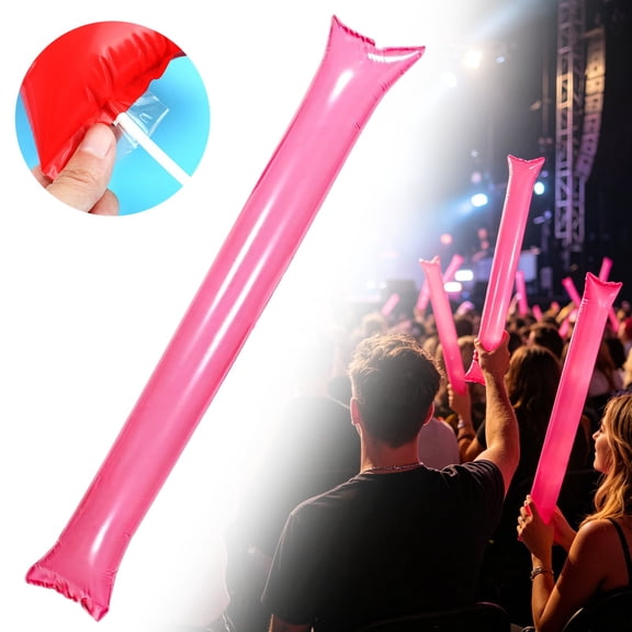BINGLI 10 Pcs Thunder Sticks Thicken Sporting Cheerleading Team Sticks Cheering Sticks Plastic Clapper Inflatable Noise Makers Sporting Cheers Basketball Football Events Dance Party (Pink)
