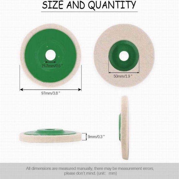 BINGLI 10PCS 4 Inch Wool Polishing Wheel Disc, Round Wool Felt Buffing Wheel Pad for 100 Angle Grinder, Buffing Buffer Bore Dia 15.7mm Polishing Disc for Car Wax Metal Marble Wood (10 PCS)