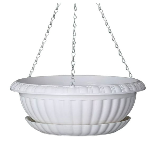 BINGLI 11.02'' Large Hanging Planters with Drainage Hole&Tray, Hanging Flower Pots Plastic Plant Hanger Holders Hanging Basket for Indoor Outdoor Home Garden Herb Succulent