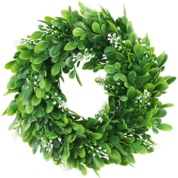 BINGLI 11.8 Inch Front Door Wreaths Artificial Spring Summer Greenery Hanging Garland for Home Wedding Wall Window Decoration (11.8 Inch Boxwood)