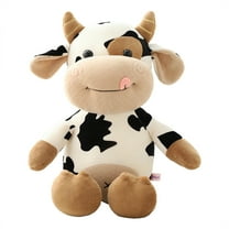 BINGLI 12" Cow Plush Toy Stuffed Animal, Soft Fluffy Hugging Pillow Doll for All Ages, Cuddly Throw Plushie Friend for Kids Adults, Birthday Valentines Gift, Plushie Cushion Decor