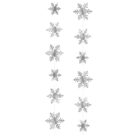 BINGLI 12 PCS Snowflake Hanging Decorations, for Frozen Birthday Party, Winter Wonderland Party, White Christmas Snowflake Garland for Indoor, Outdoor Holiday Decor