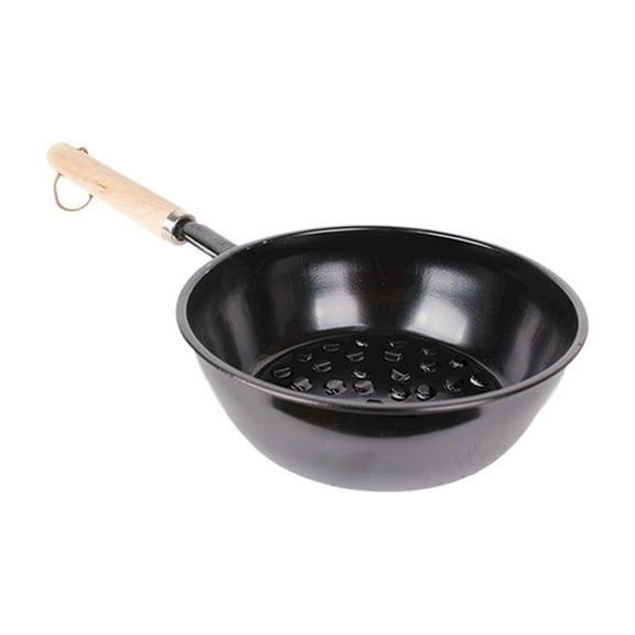 ​​BINGLI 16cm Chimney BBQ Grill Tool, Wood Handle Portable Fire Pot Basket with Brazier Stand for Camping Outdoor Cooking, Heavy Duty Heat Resistant Cooking Gear​​