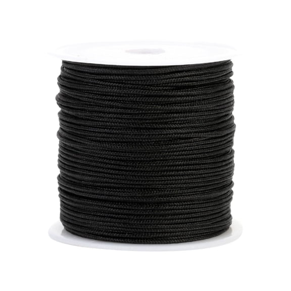 BINGLI 1mm x 100 Yards Black Nylon Cord Satin String for Bracelet Jewelry Making Rattail Macrame Trim Cord Necklace Bulk Beading Thread Kumihimo Chinese Knot Craft