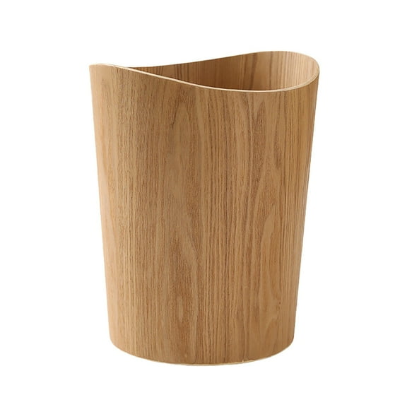 BINGLI 2.3 Gallons Wood Trash Can Wastebasket for Home or Office, Natural Wood Round Wastebasket, Lightweight, Sturdy for Under Desk, Kitchen, Bedroom